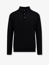 Kiton Men's Wool Polo Shirt Black