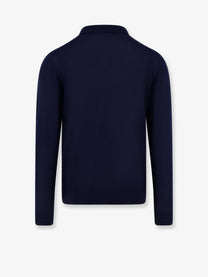 Kiton Men's Wool Polo Shirt Blue