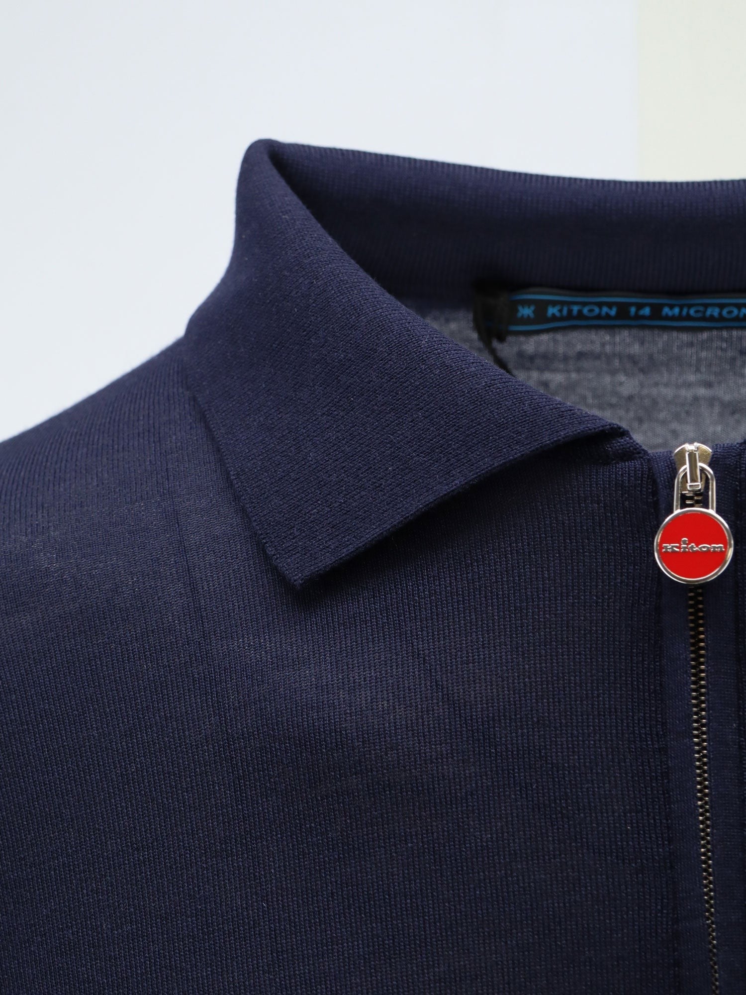 Kiton Men's Wool Polo Shirt Blue