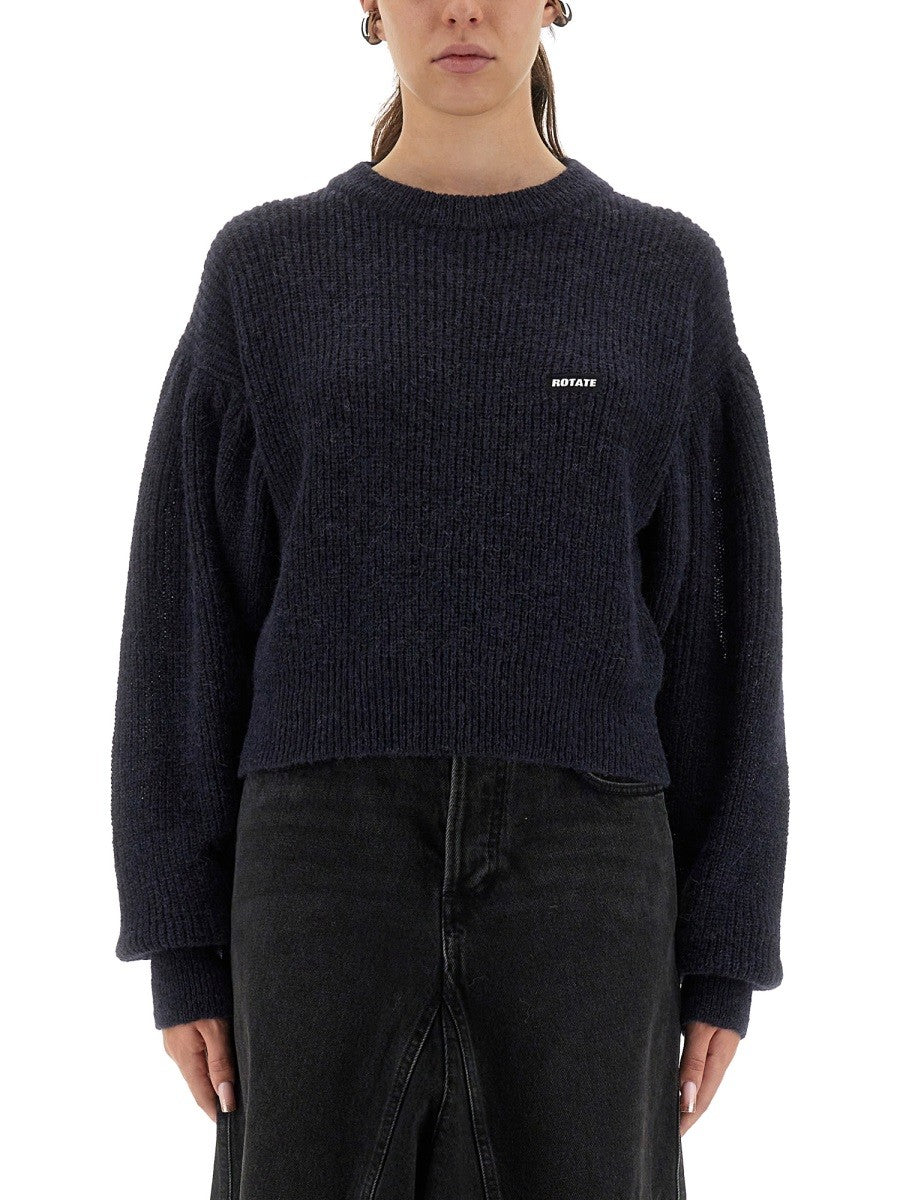 ROTATE Birger Christensen Women's Wool Puff Sweater Blue
