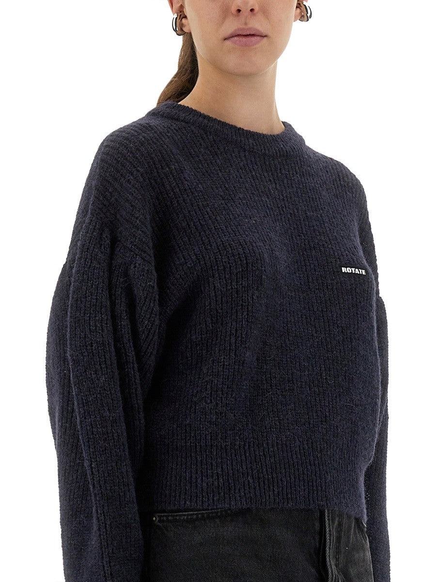 ROTATE Birger Christensen Women's Wool Puff Sweater Blue, view 4
