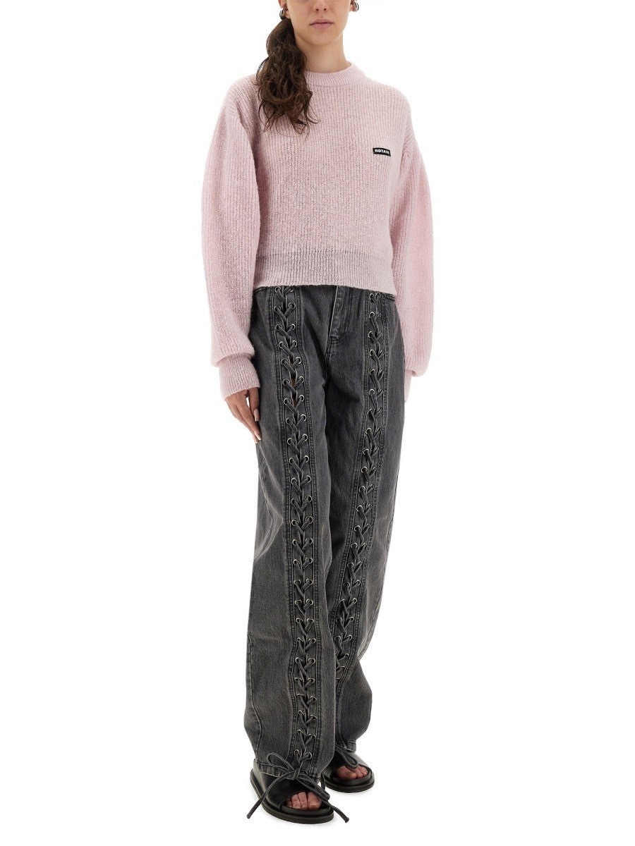 Rotate Birger Christensen Women's Wool Puff Sweater Pink