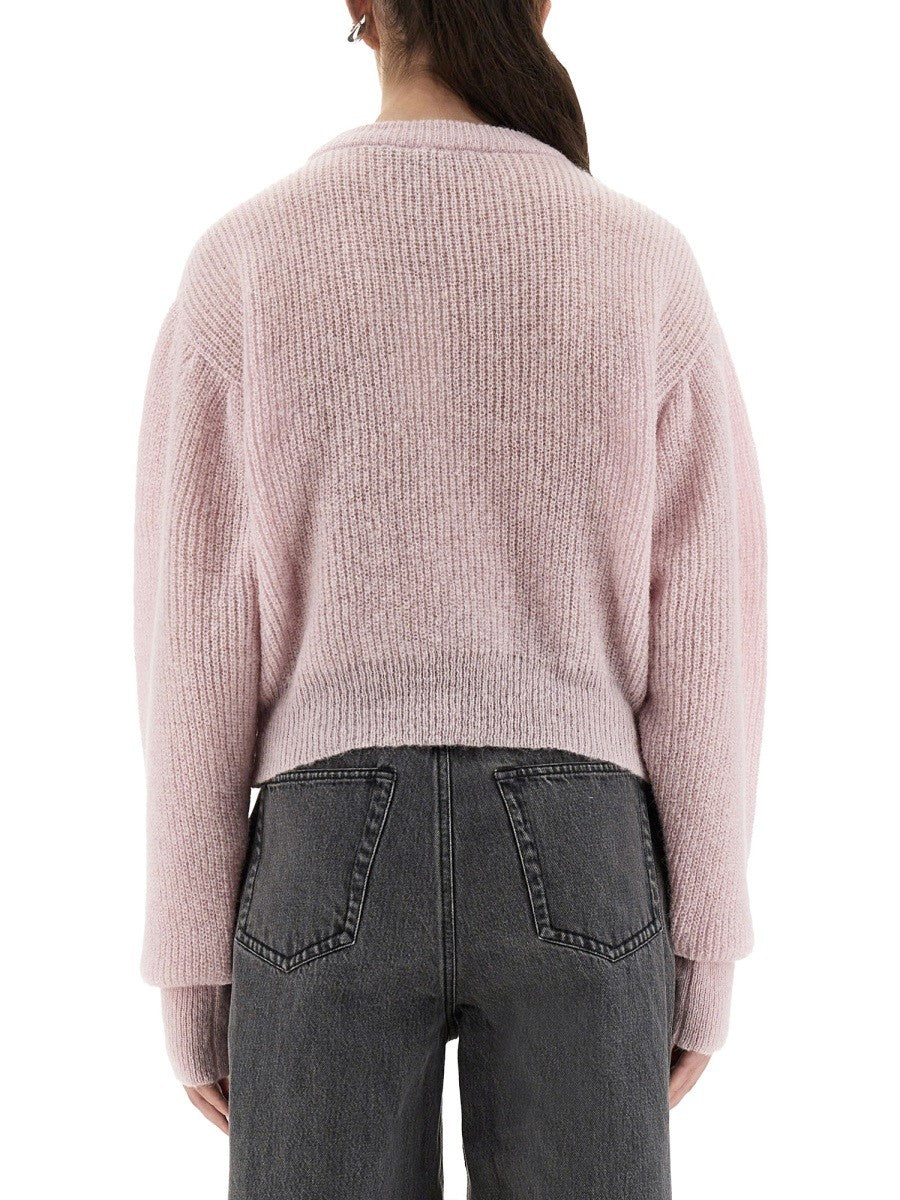 Rotate Birger Christensen Women's Wool Puff Sweater Pink