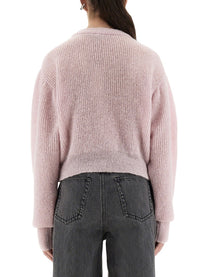 Rotate Birger Christensen Women's Wool Puff Sweater Pink