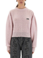 ROTATE Birger Christensen Women's Wool Puff Sweater Pink