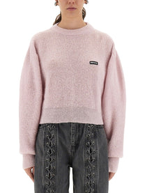 Rotate Birger Christensen Women's Wool Puff Sweater Pink