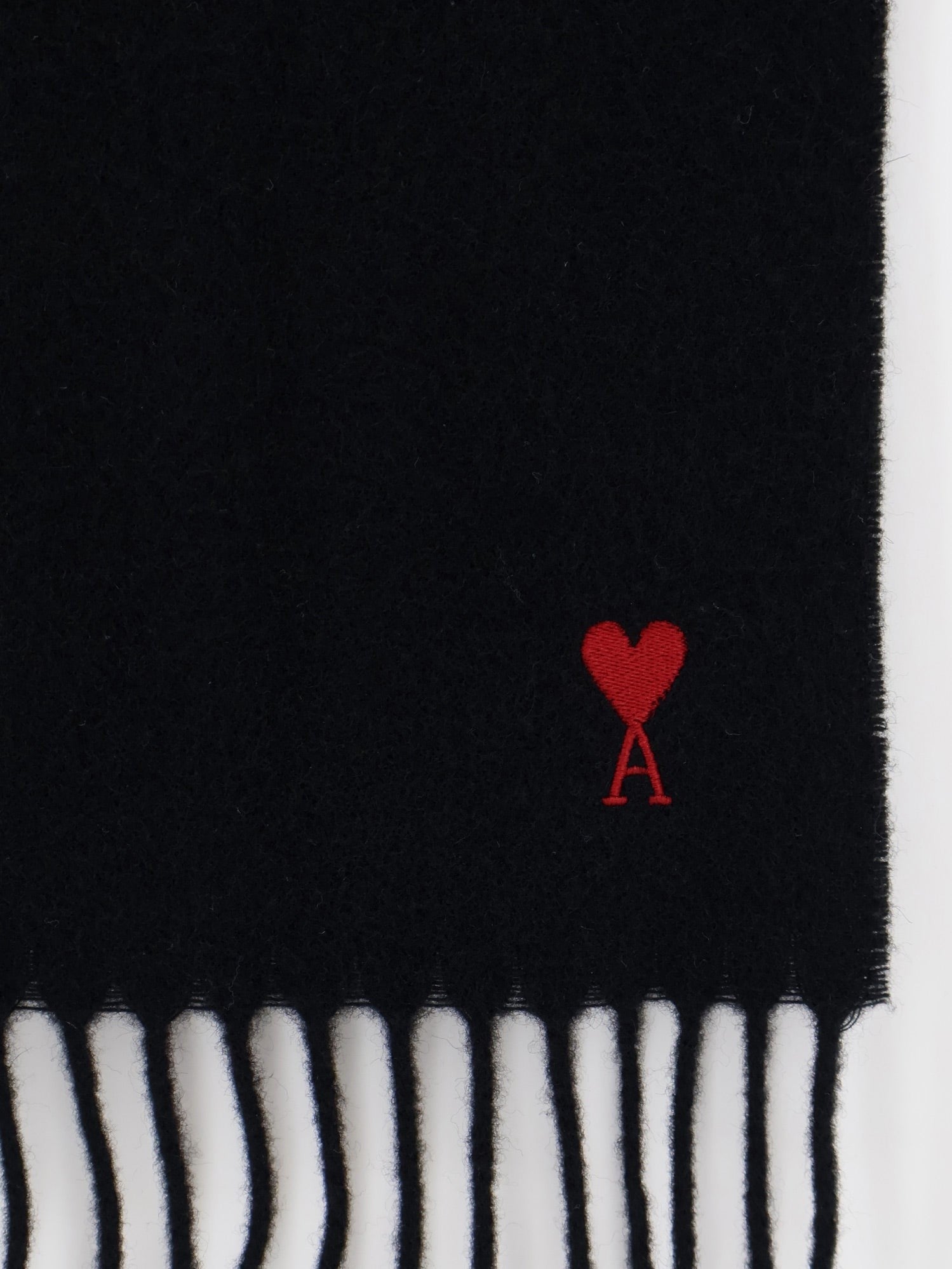 Ami Paris Men's Wool Scarf Black