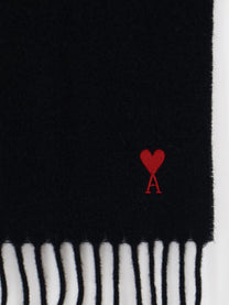 Ami Paris Men's Wool Scarf Black