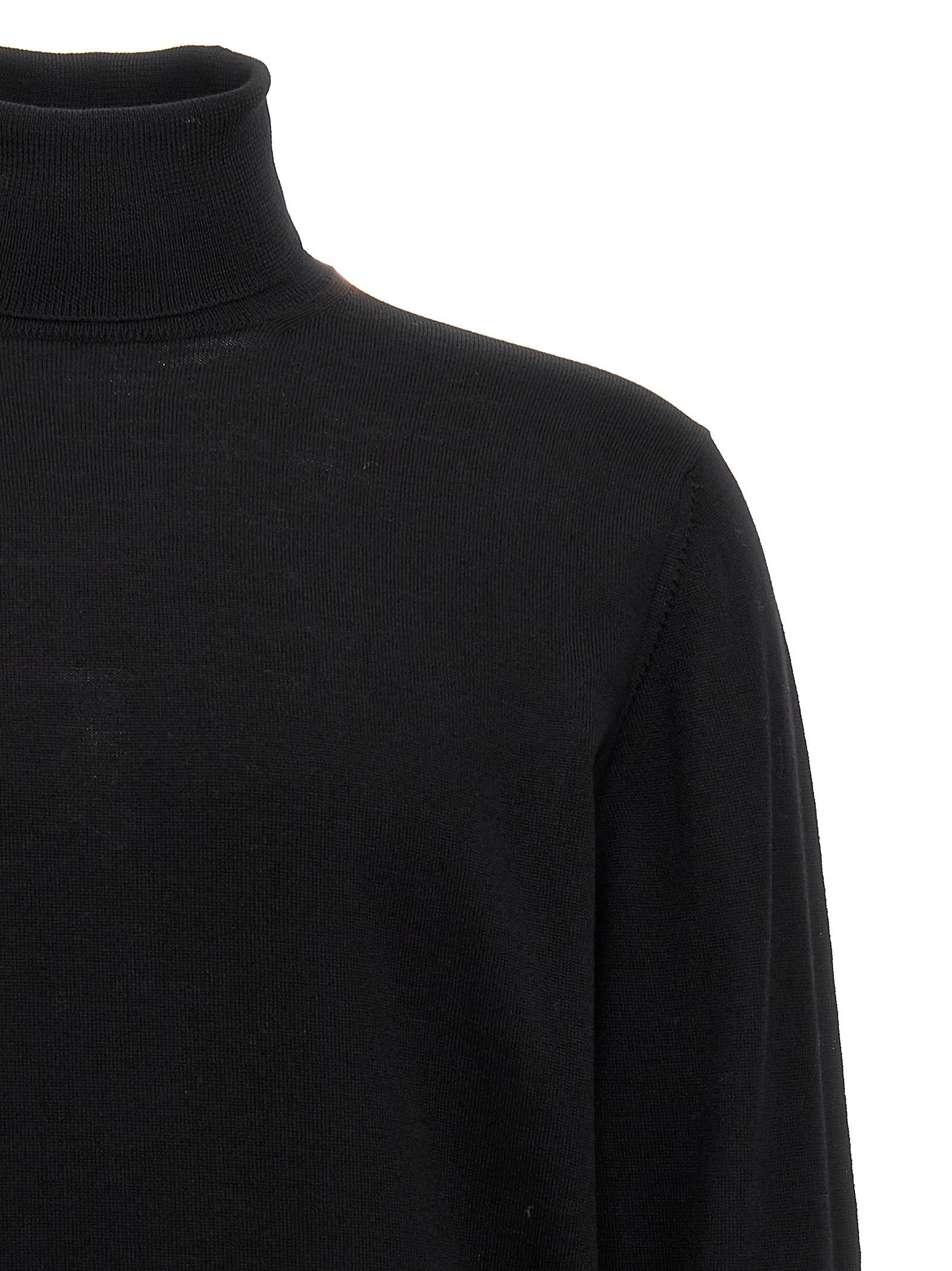 Roberto Collina Wool Turtleneck Sweater Black