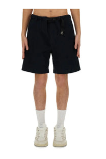 Black cotton shorts with drawstring waistband and subtle brand logo on the side from woolrich mens belted bermuda shorts blue