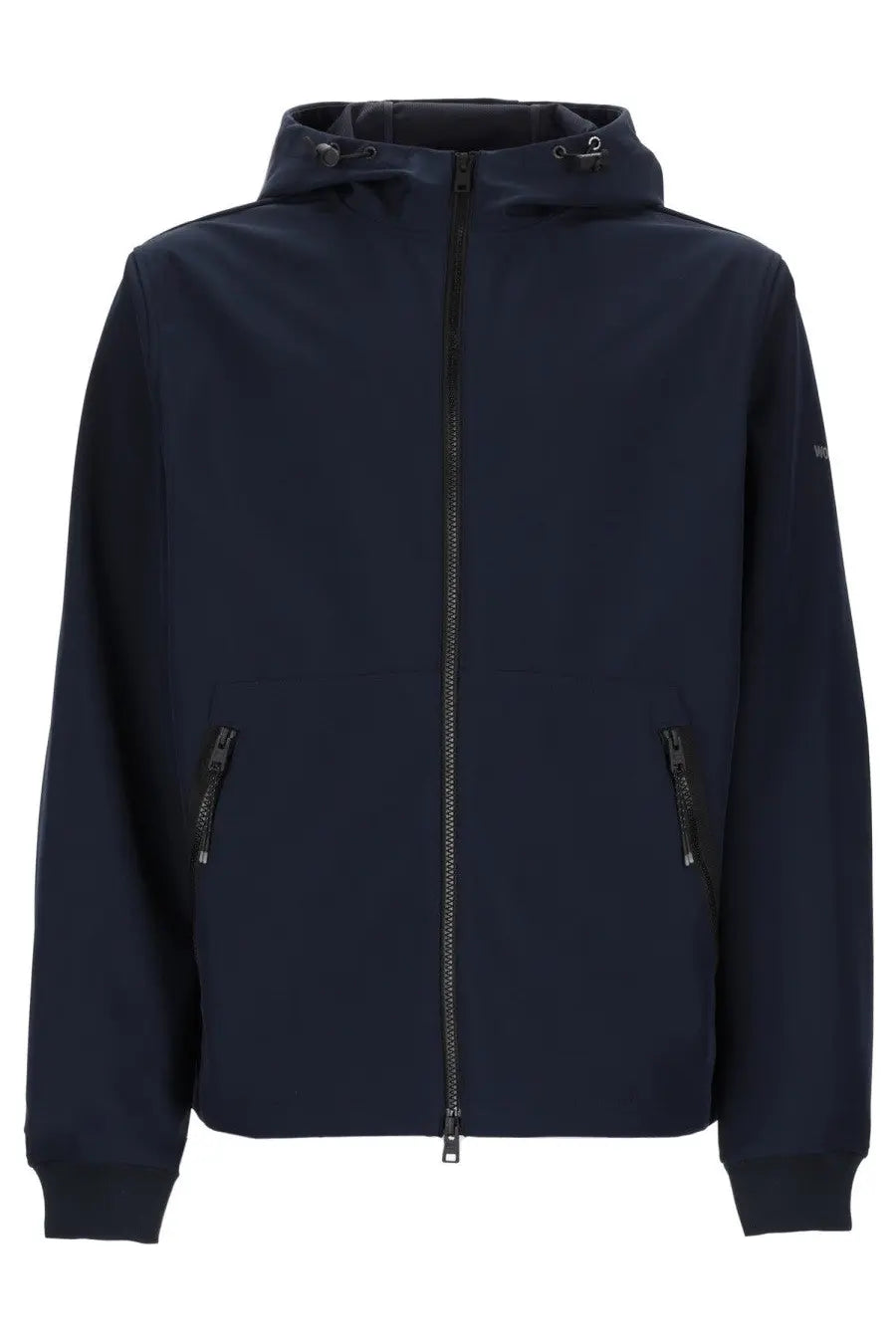 Woolrich men’s giacca con zip cappuccio blue dark navy wool jacket with full-length zipper and side pockets