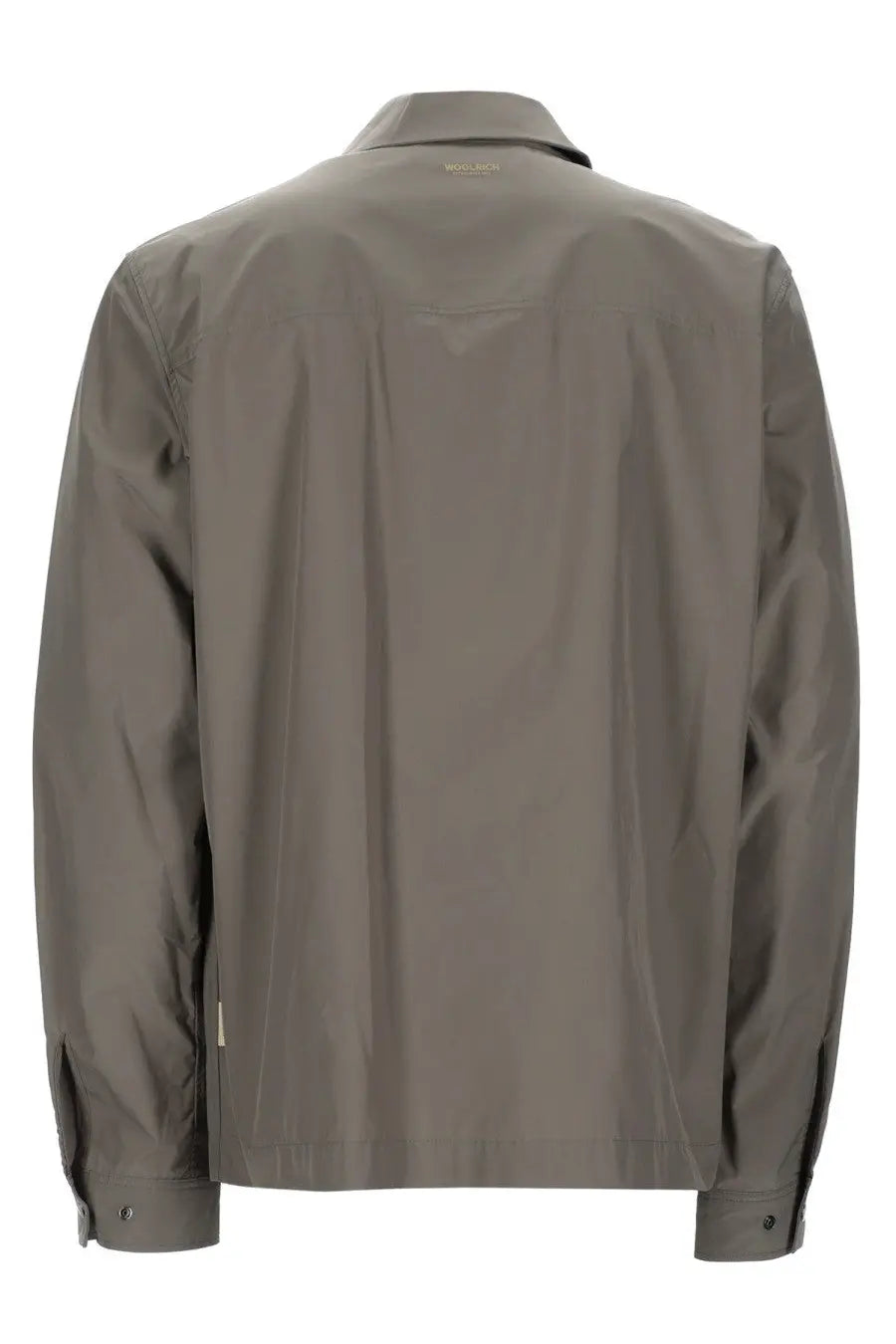Woolrich men’s giacca urban timber overshirt in olive green with subtle sheen and structured shoulders