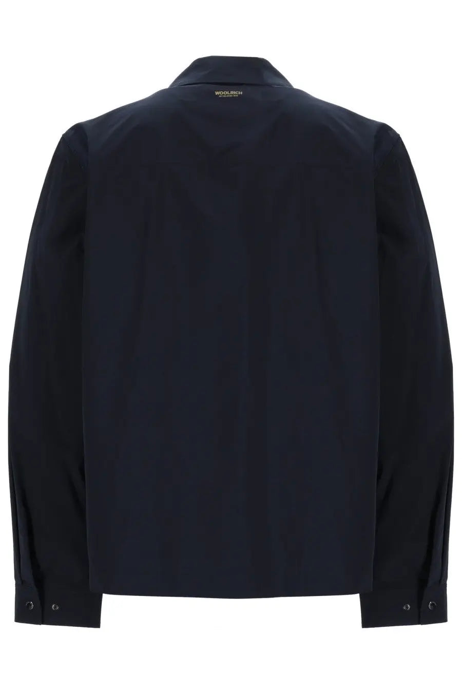 Woolrich men’s dark navy wool Urban Timber overshirt jacket with classic collar and buttoned cuffs