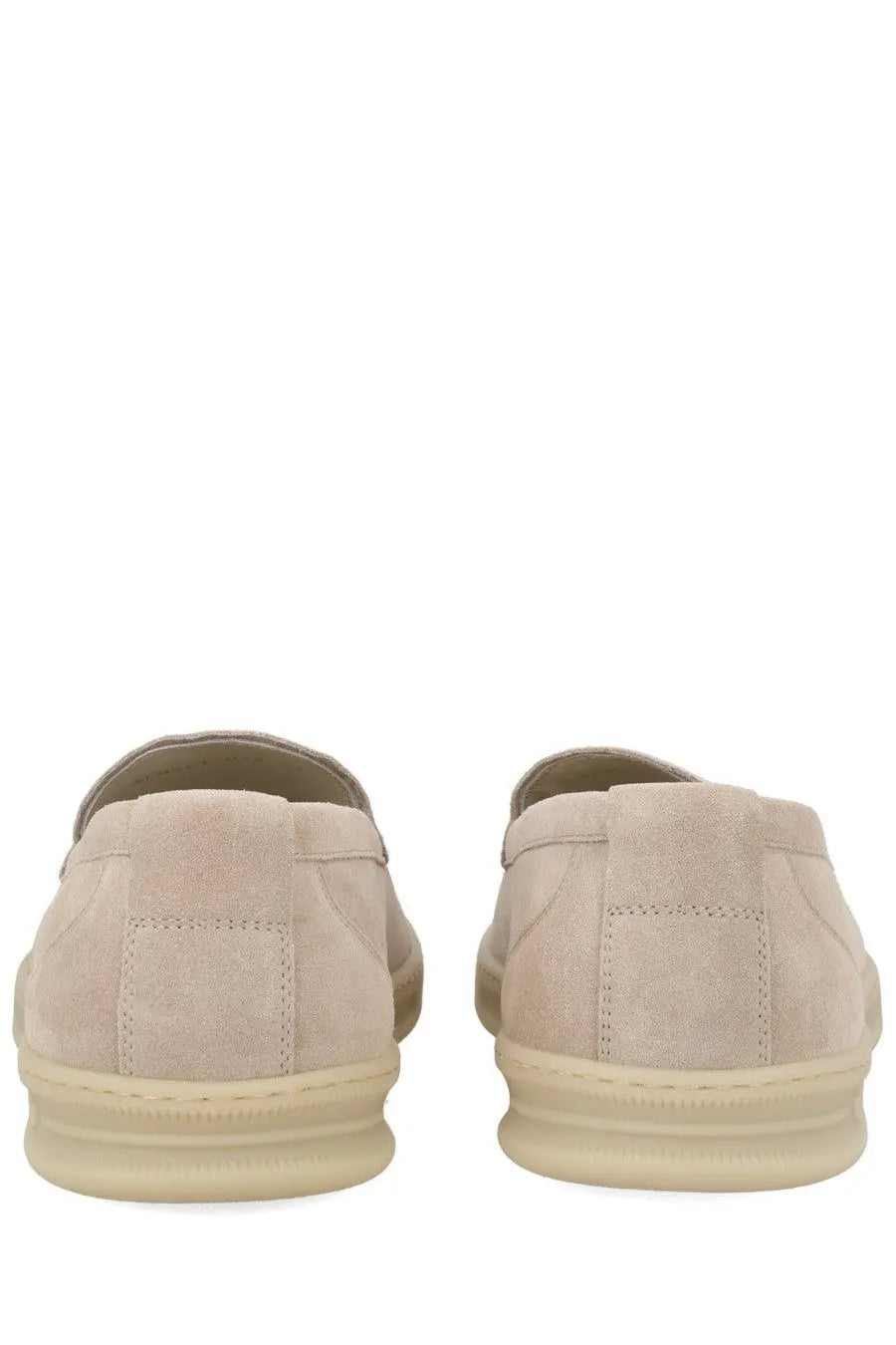 Woolrich men’s mocassino beige suede slip-on loafers with cream-colored rubber sole for casual wear