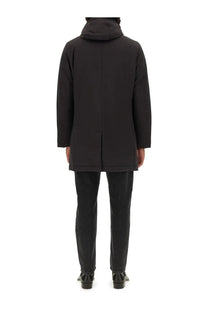 Woolrich men’s black nylon jacket with sleek modern design and subtle seam detailing