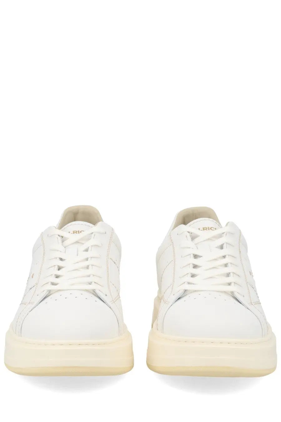 Woolrich men’s white leather sneakers with a clean minimalist design and subtle stitching details