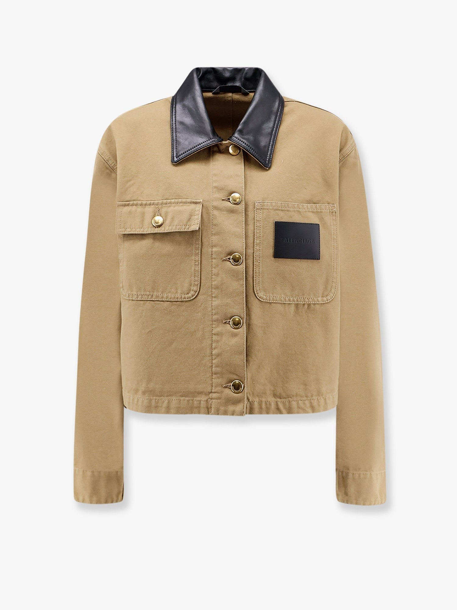 Balenciaga Women's Workwear Cropped Canvas Jacket Beige