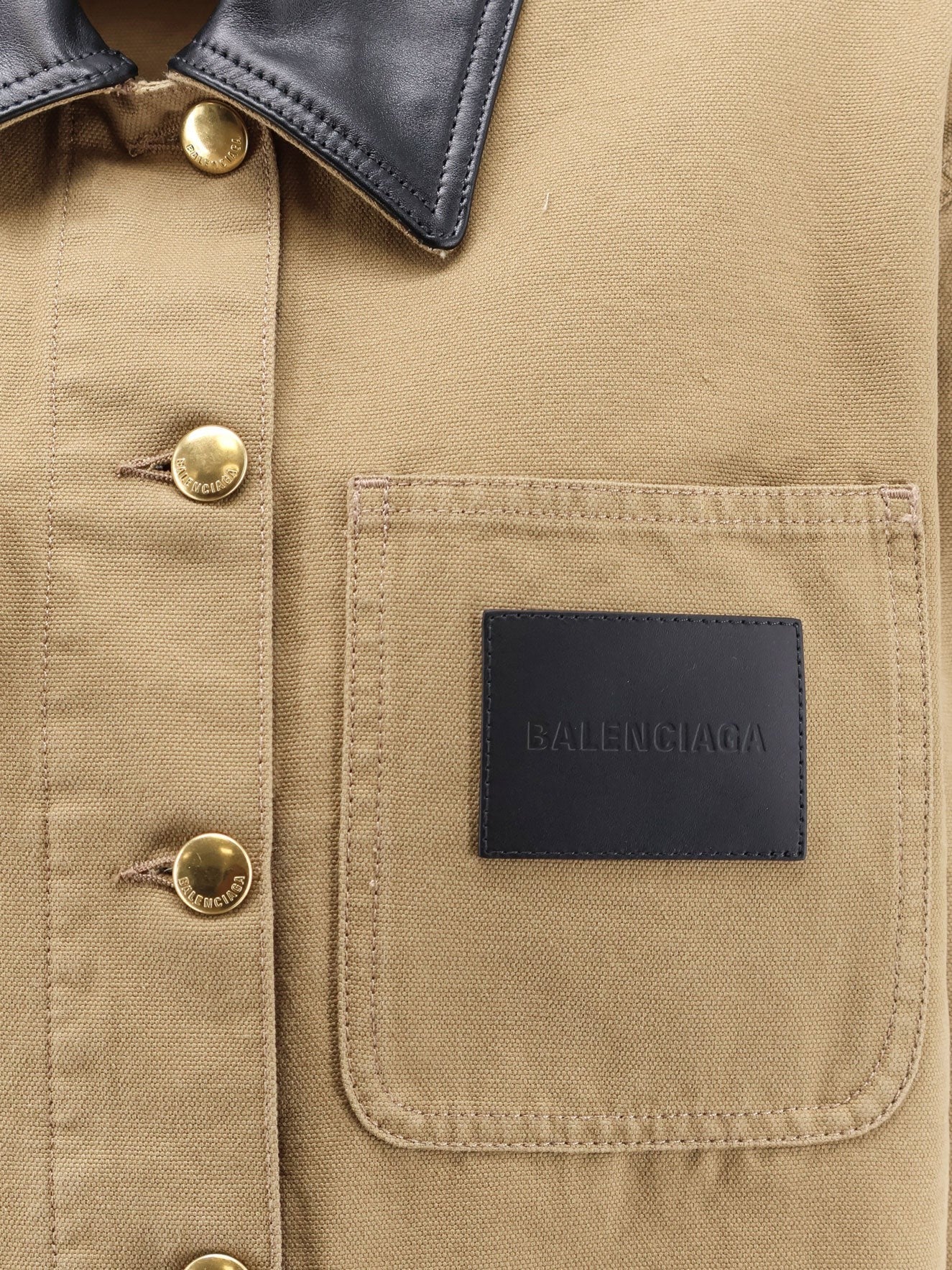 Balenciaga Women's Workwear Cropped Canvas Jacket Beige