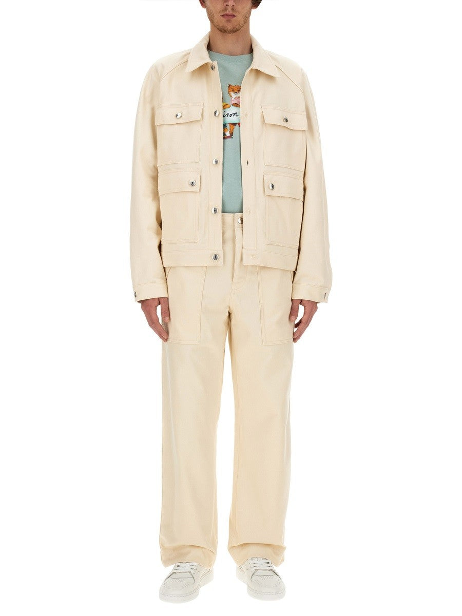 Maison Kitsuné Men's Workwear Pants White