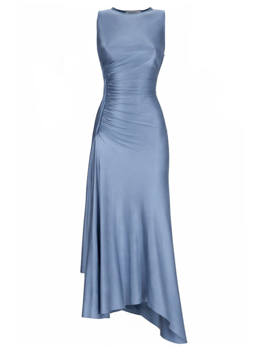 Victoria Beckham Women's Woven and Draped Dress Blue