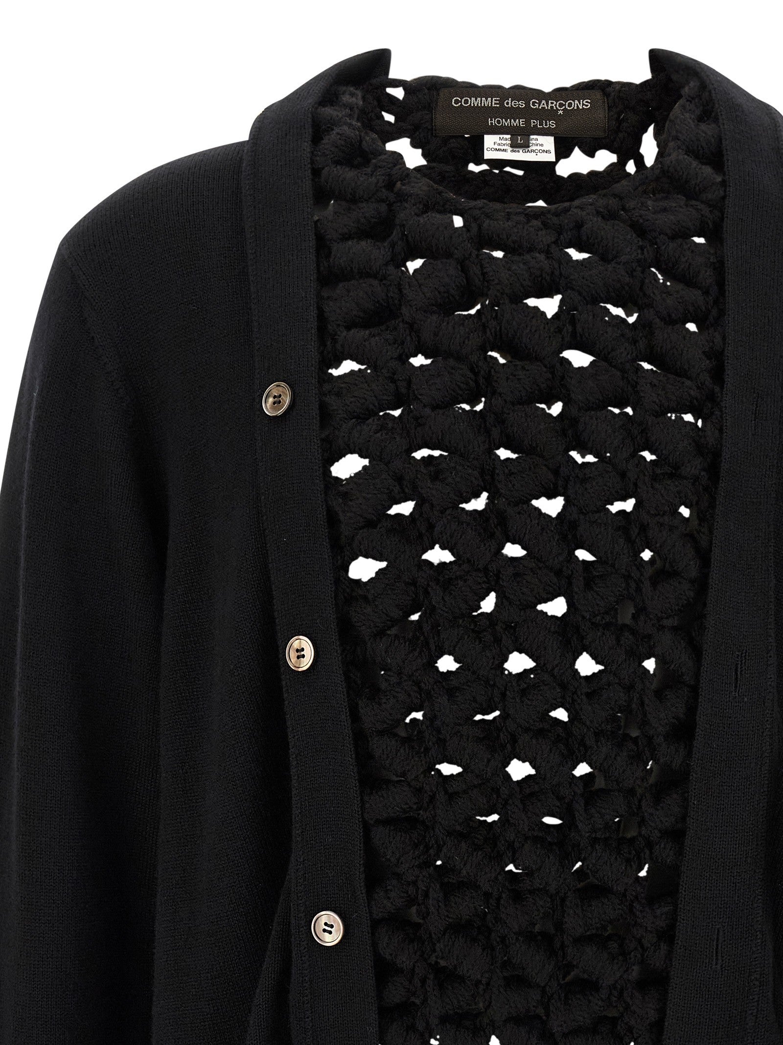 Comme Des Garçons Homme Plus Woven Insert Cardigan Black