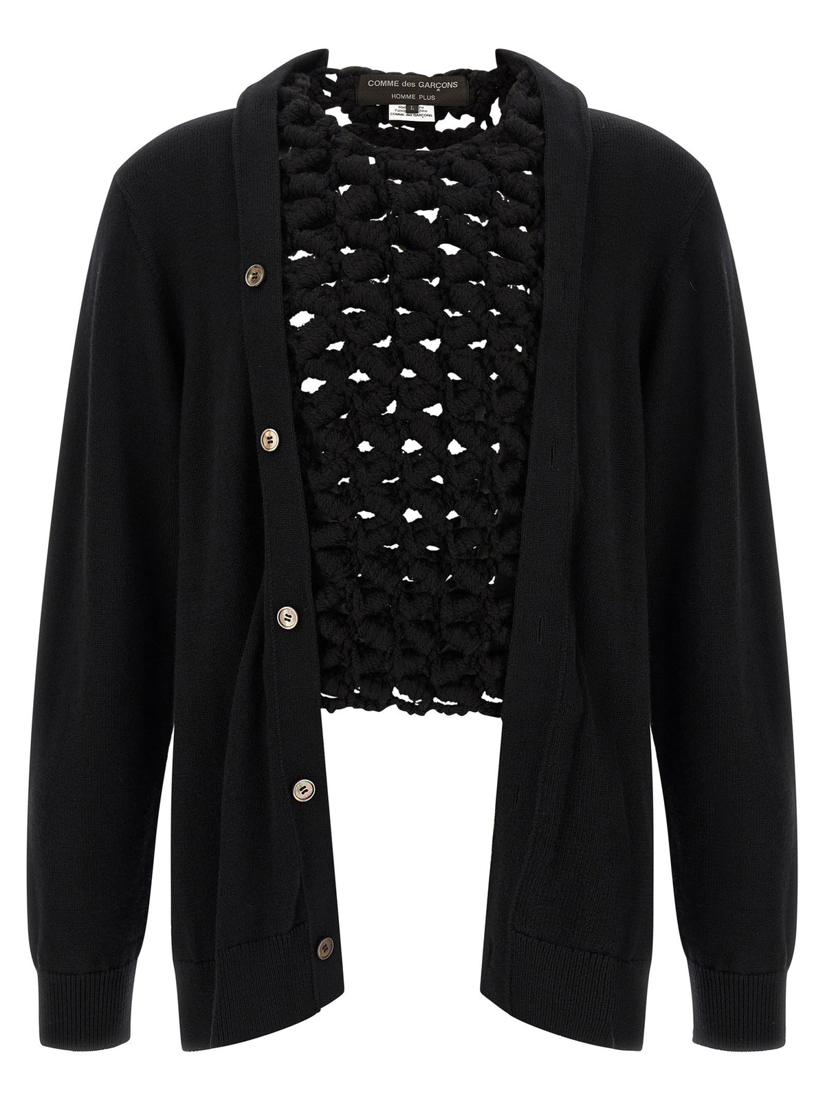Comme Des Garçons Homme Plus Woven Insert Cardigan Black