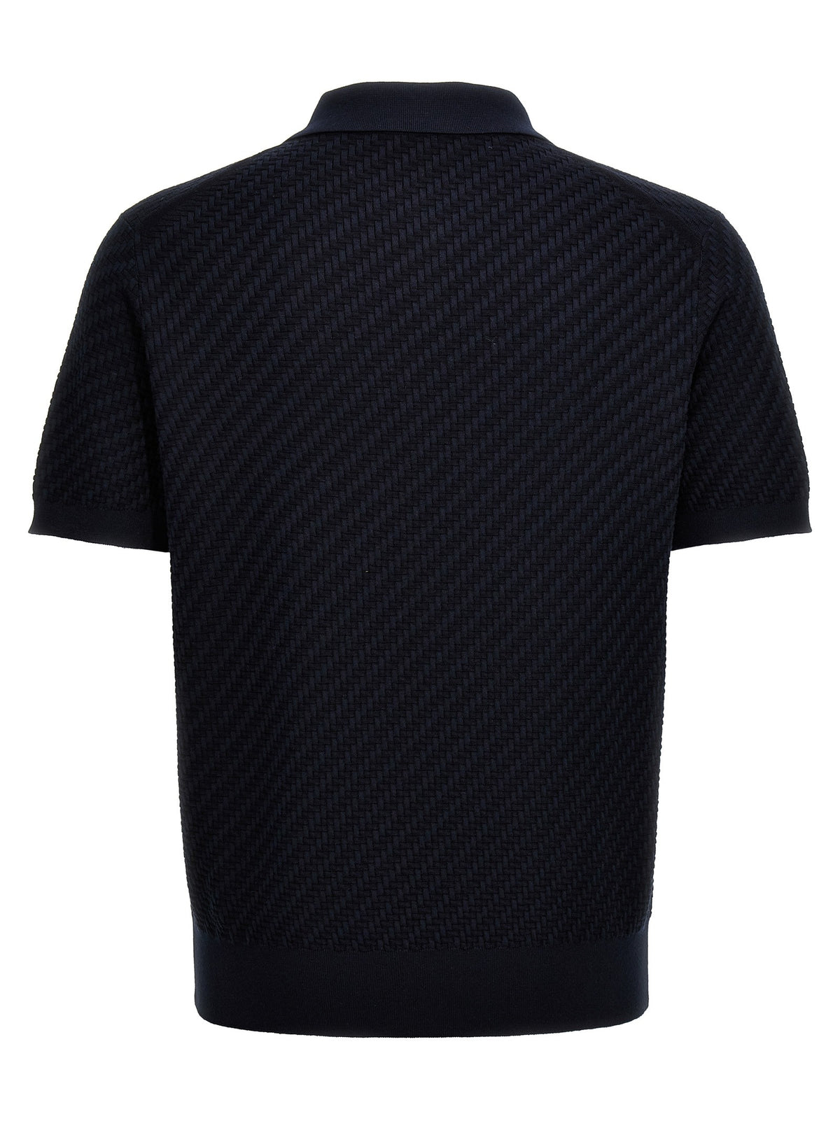 Brioni Woven Knit Polo Shirt Blue, view 2