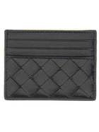 Bottega Veneta Women's Woven Leather Card Case Black, view 2