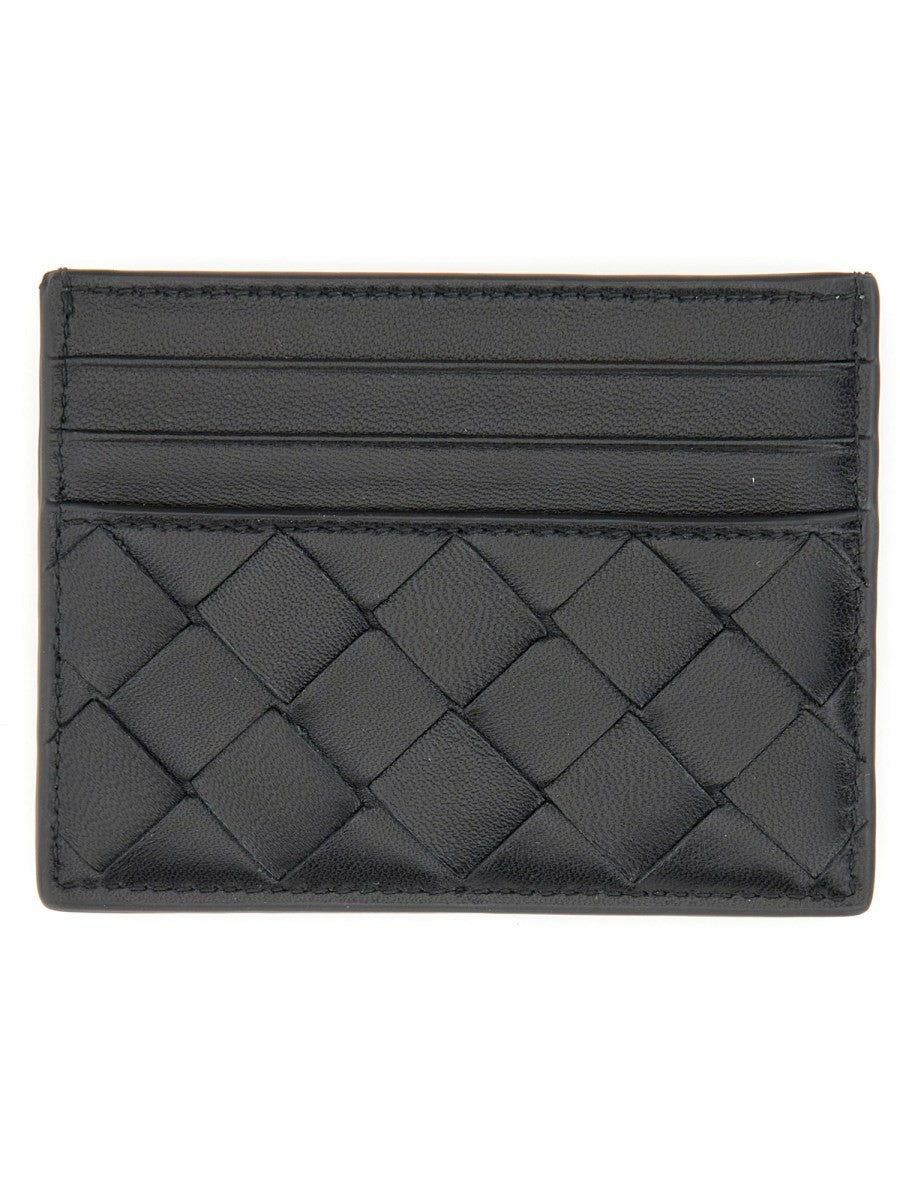 Bottega Veneta Women's Woven Leather Card Case Black