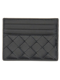 Bottega Veneta Women's Woven Leather Card Case Black