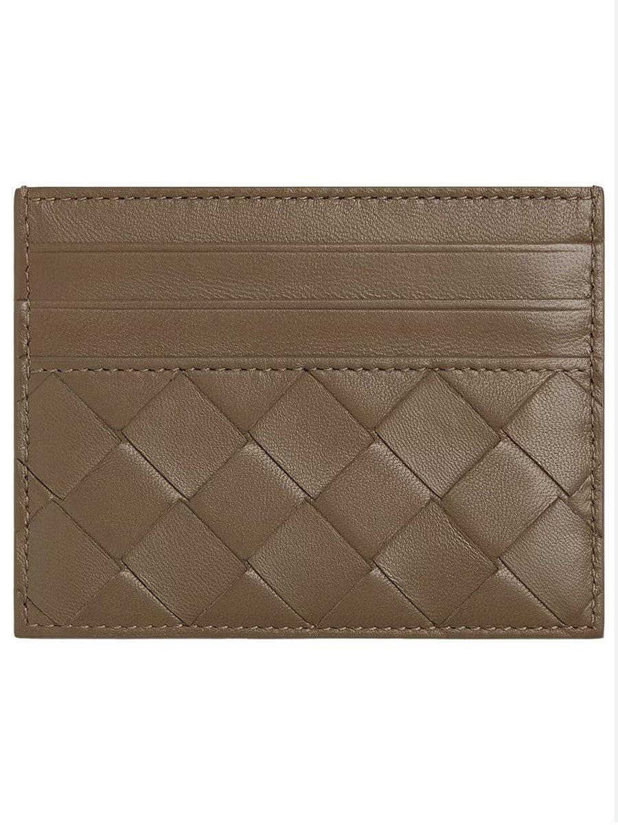 Bottega Veneta Women's Woven Leather Card Case Green