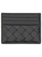 Bottega Veneta Women's Woven Leather Card Case Black