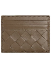 Bottega Veneta Women's Woven Leather Card Case Green