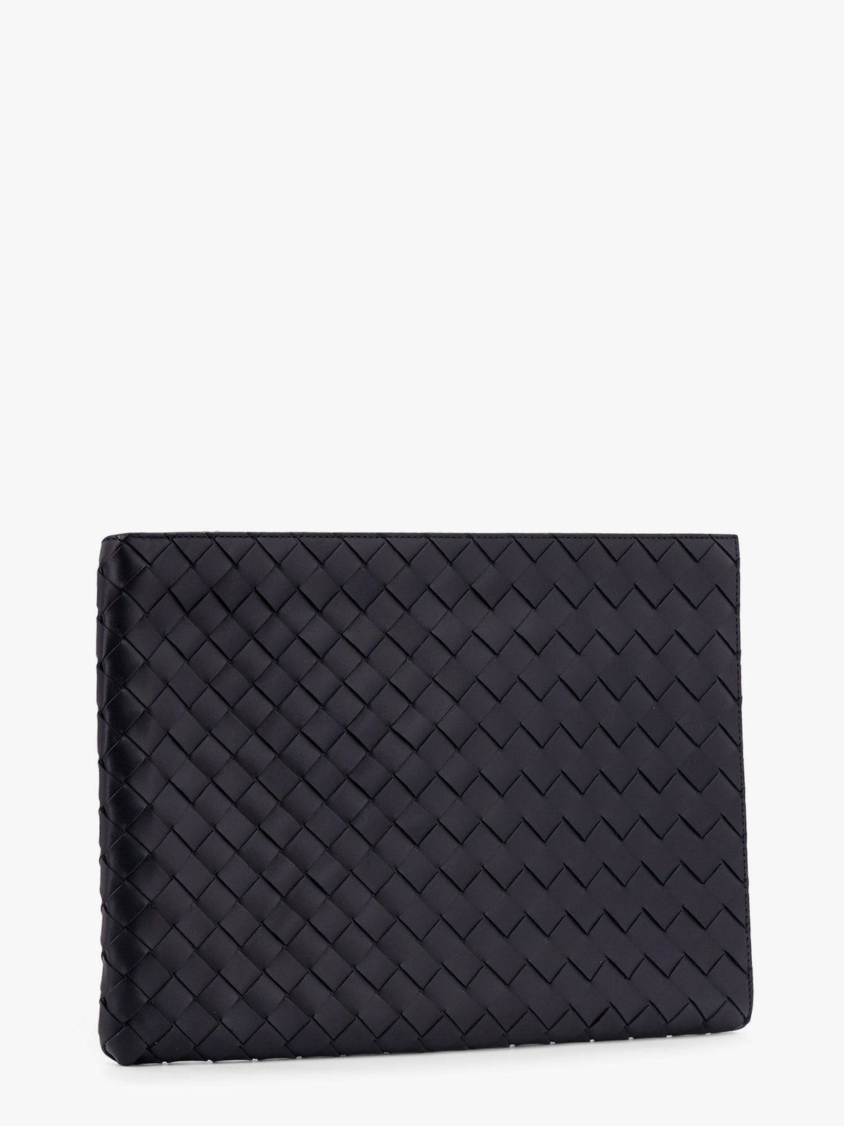Bottega Veneta Men's Woven Leather Clutch Black, view 4
