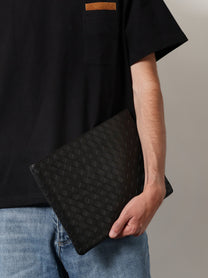 Bottega Veneta Men's Woven Leather Pochette Black