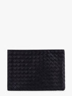 Bottega Veneta Men's Woven Leather Clutch Black, view 3