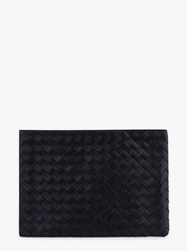 Bottega Veneta Men's Woven Leather Pochette Black
