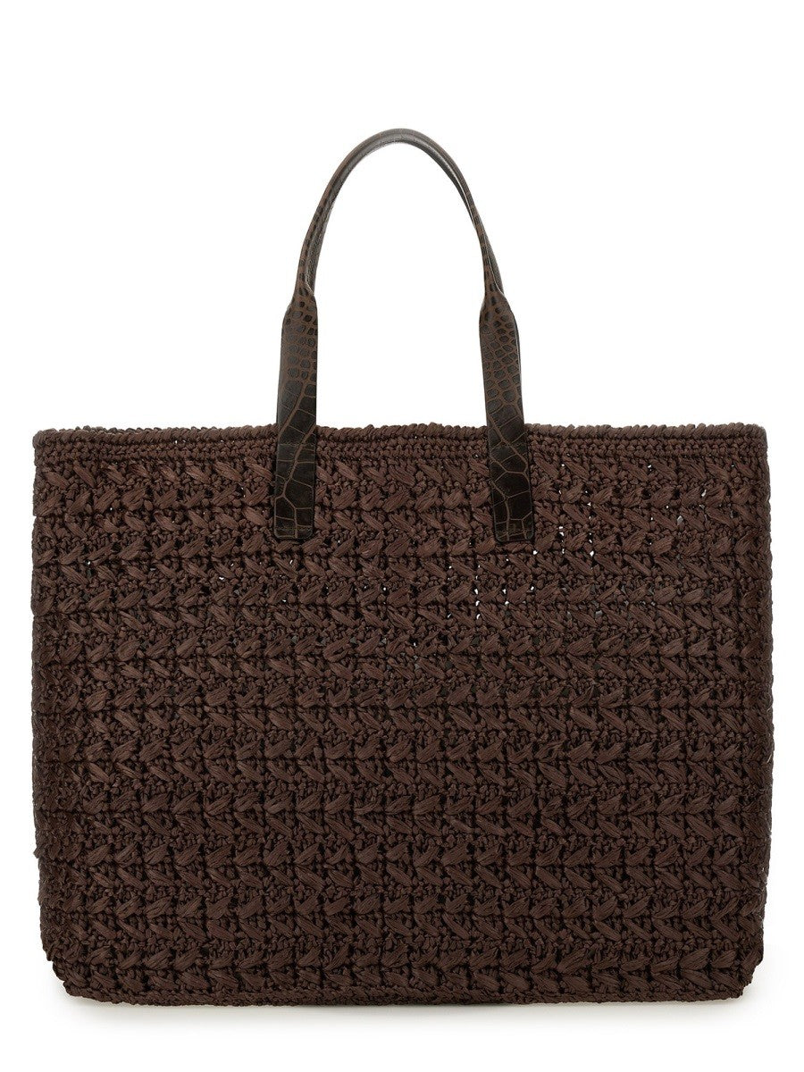 Dolce &amp; Gabbana Men's Woven Mesh Shopping Bag Brown