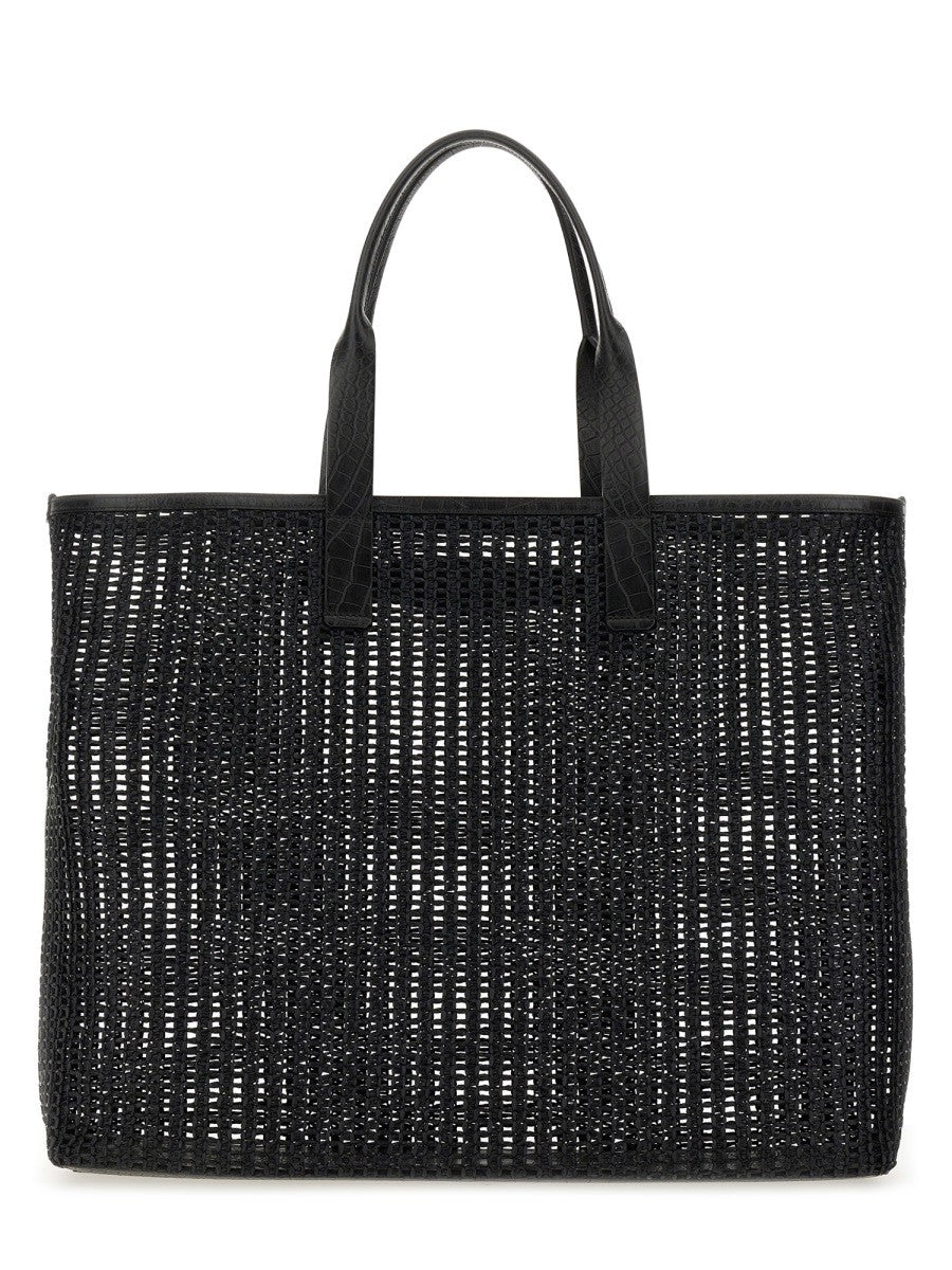 Dolce &amp; Gabbana Men's Woven Mesh Shopping Bag Black