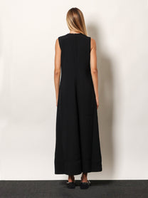 Toteme Women's Woven Stripes Long Viscose Dress Black Toteme