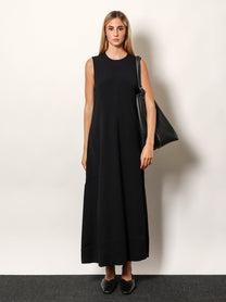 Toteme Women's Woven Stripes Long Viscose Dress Black Toteme