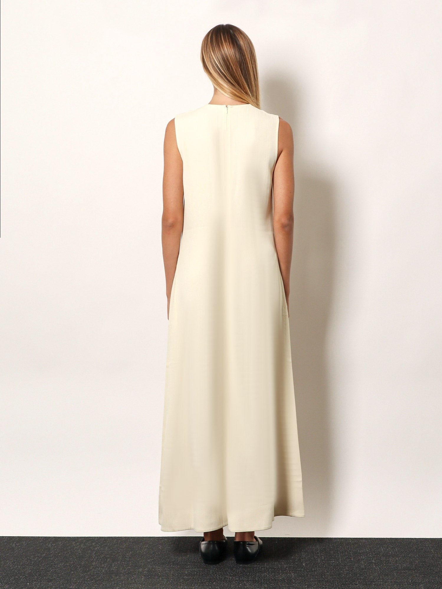 Toteme Women's Woven Stripes Viscose Long Dress White Toteme