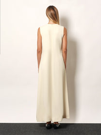 Toteme Women's Woven Stripes Viscose Long Dress White Toteme