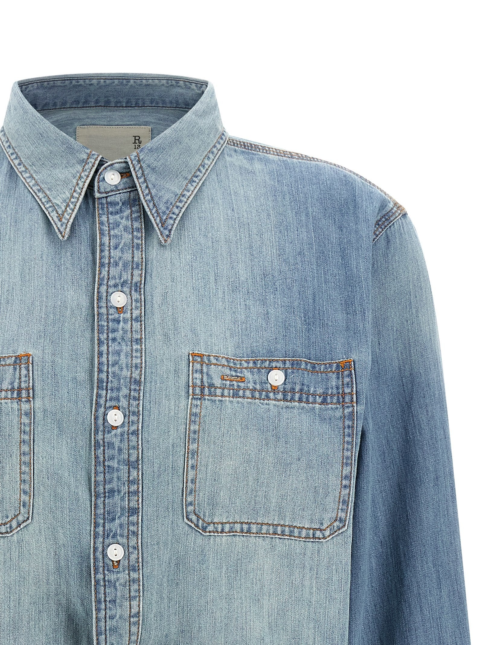 R13 Wrap Around Shirt Blue