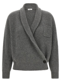 Brunello Cucinelli Wrap Cardigan Grey