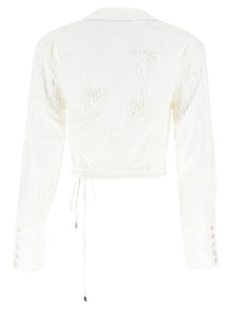 ROTATE Birger Christensen Wrap Cotton Shirt White
