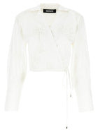 ROTATE Birger Christensen Wrap Cotton Shirt White