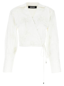 ROTATE Birger Christensen Wrap Cotton Shirt White