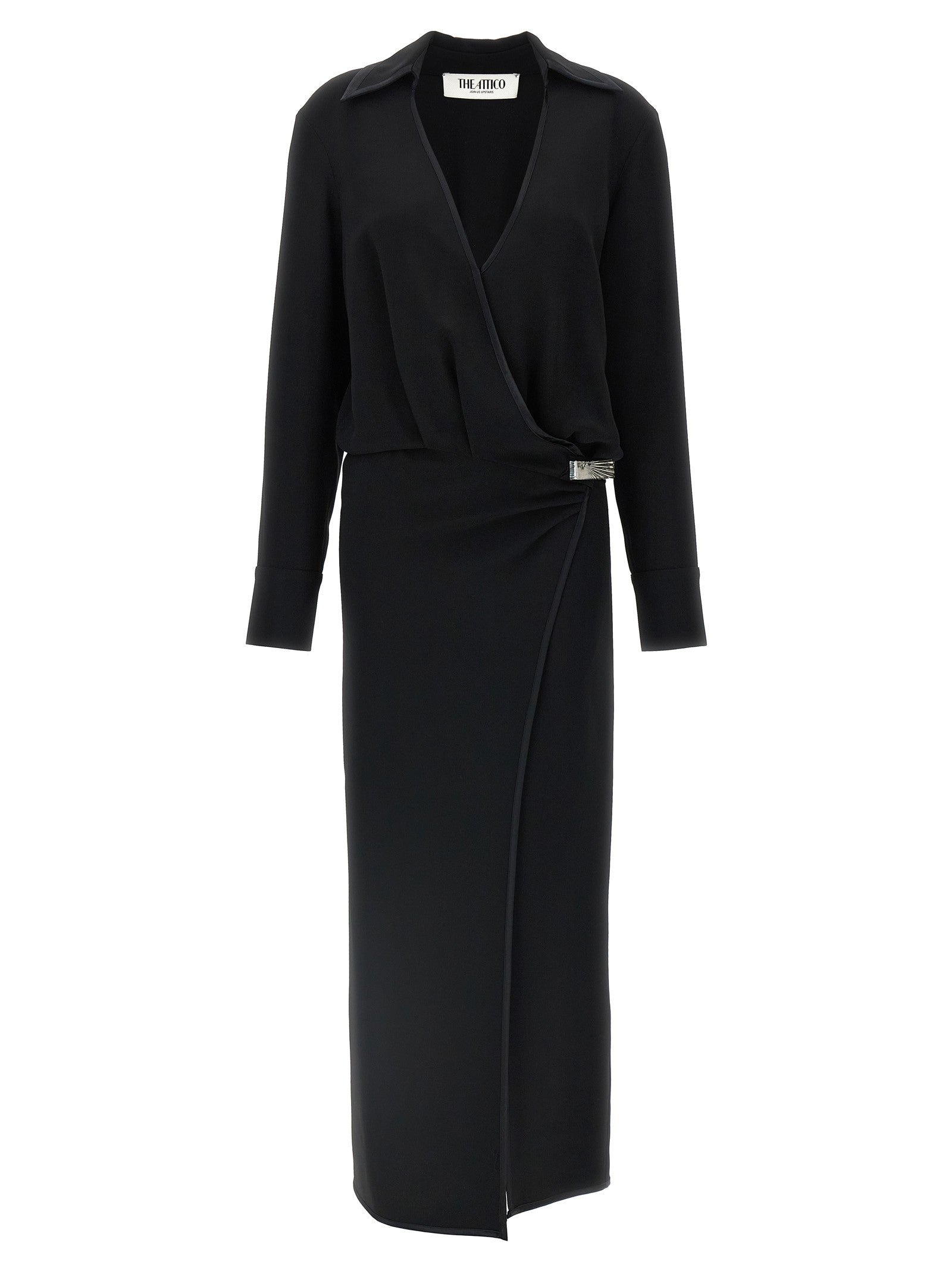 The Attico Wrap Dress Black