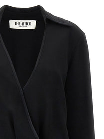 The Attico Wrap Dress Black